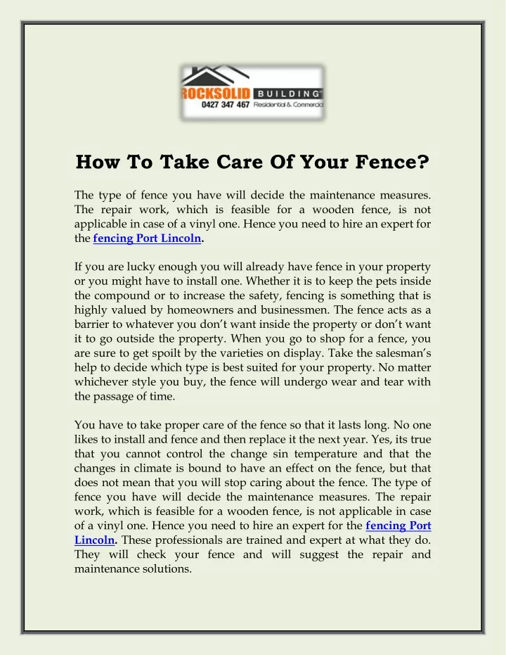 how to take care of your fence the type of fence