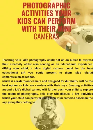 Photographic Activities Your Kids Can Perform With Their Mini Cameras