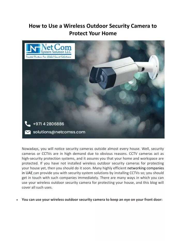 how to use a wireless outdoor security camera