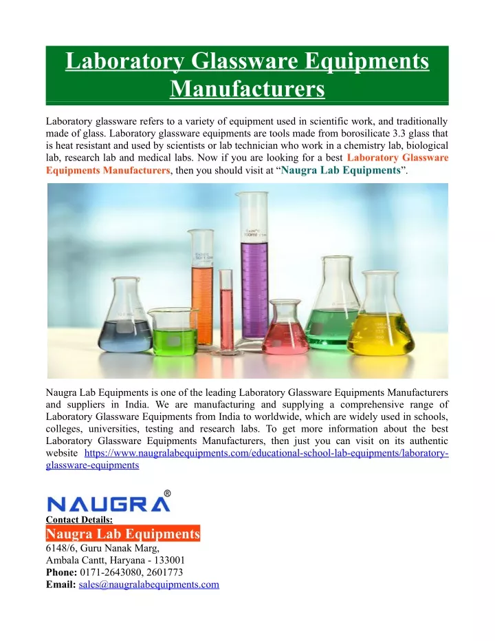 laboratory glassware equipments manufacturers