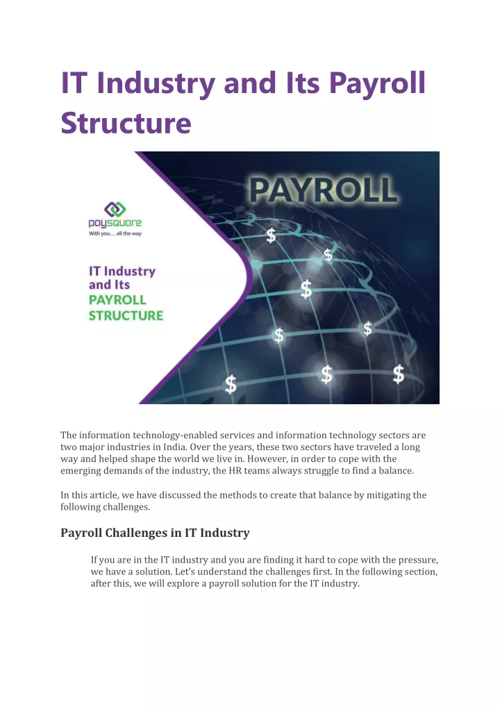 it industry and its payroll structure