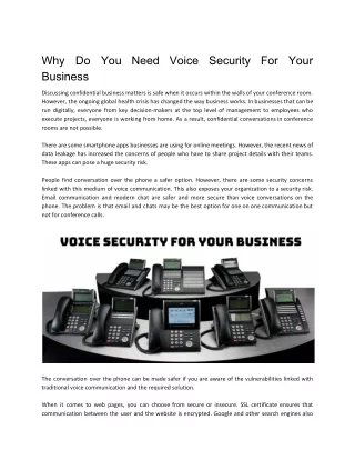 Why Do You Need Voice Security For Your Business