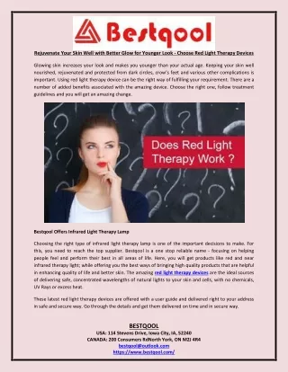 Rejuvenate Your Skin Well with Better Glow for Younger Look - Choose Red Light Therapy Devices