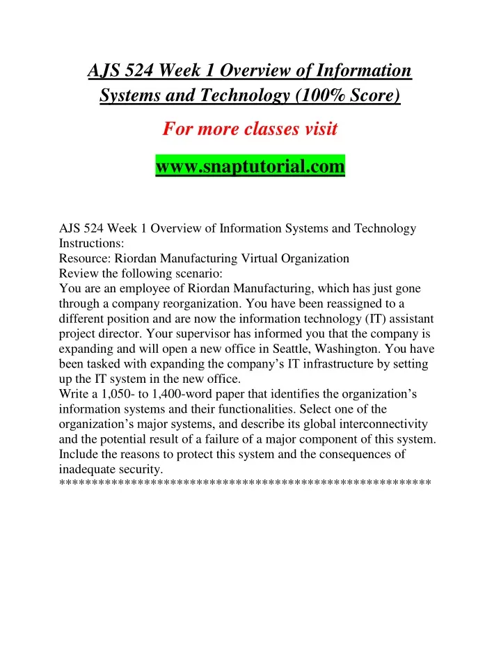 ajs 524 week 1 overview of information systems