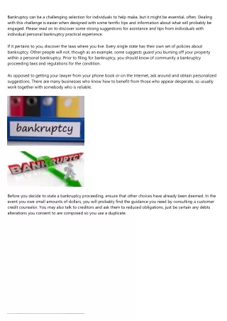 Generating A Knowledgeable Choice When Thinking About Personal bankruptcy