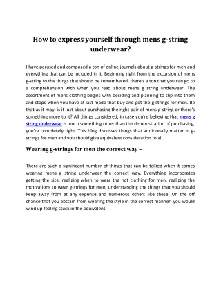 how to express yourself through mens g string