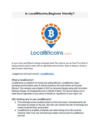 Is LocalBitcoins,Beginner friendly?
