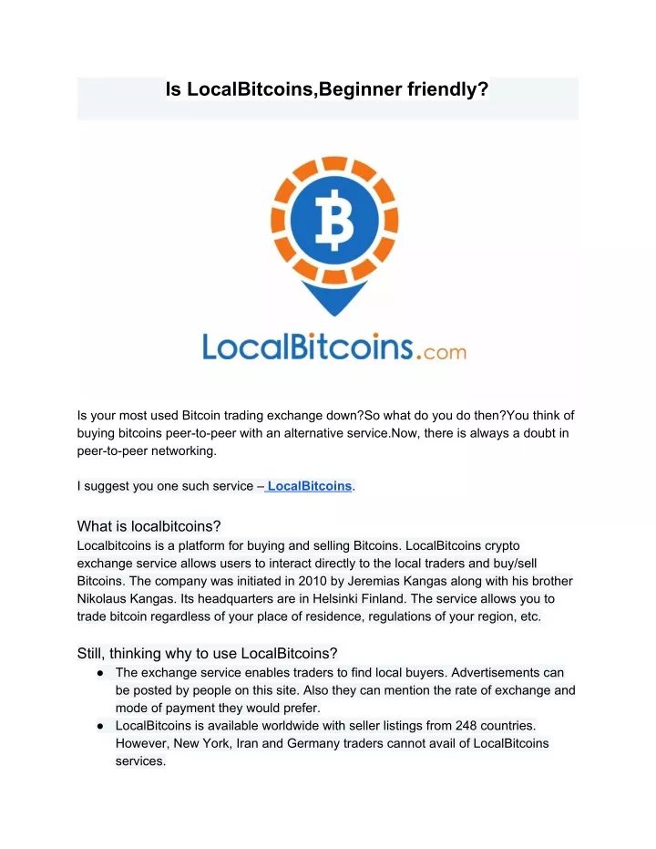 is localbitcoins beginner friendly
