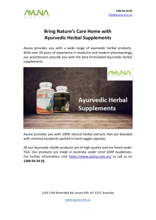 Bring Nature’s Care Home with Ayurvedic Herbal Supplements