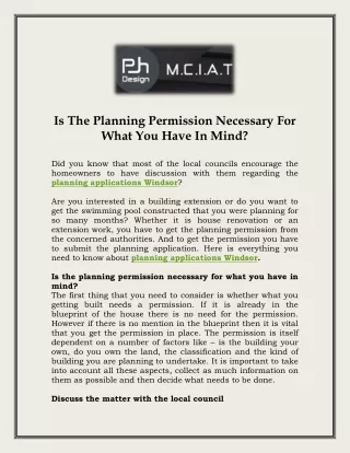 is the planning permission necessary for what