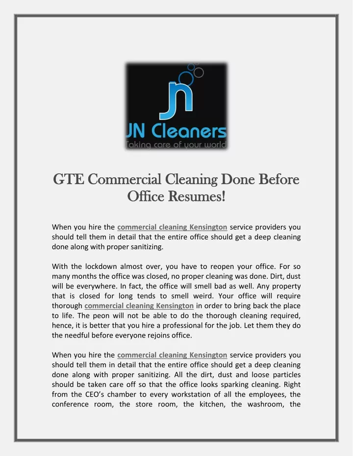 g gte te commercial cleaning done before