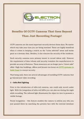benefits of cctv cameras that goes beyond