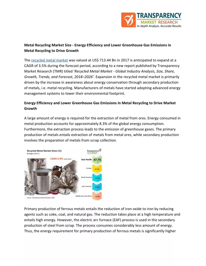 metal recycling market size energy efficiency