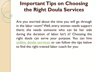 Important Tips on Choosing the Right Doula Services