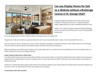 Can you Display Homes for Sale on a Website without a Brokerage License in St. George Utah?