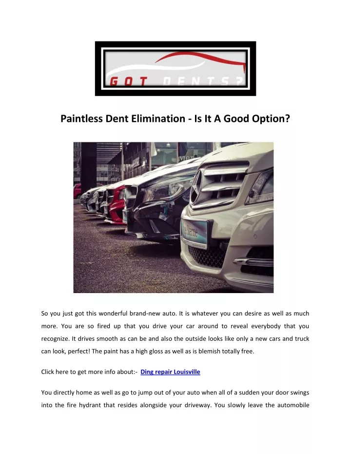 paintless dent elimination is it a good option