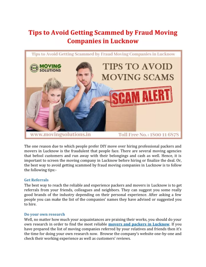 tips to avoid getting scammed by fraud moving