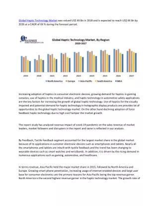 global haptic technology market was valued