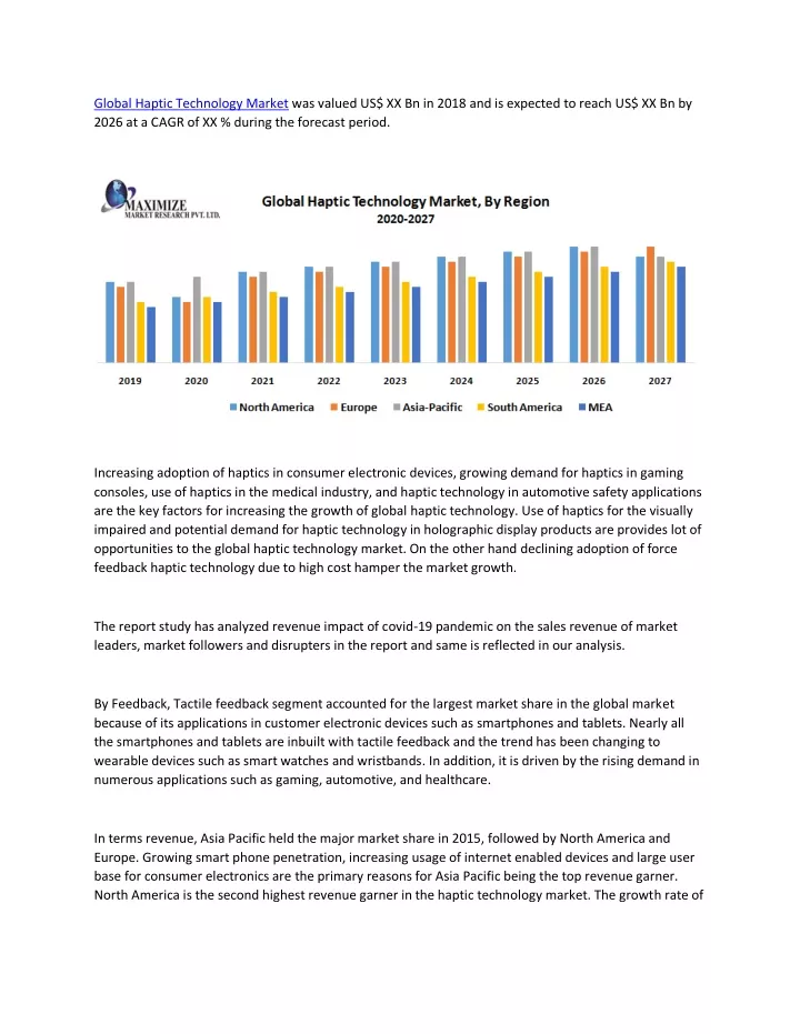 global haptic technology market was valued