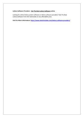 lottery software providers get the best lottery