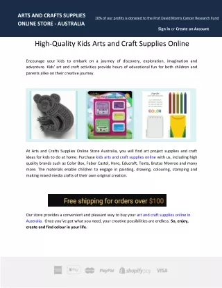High-Quality Kids Arts and Craft Supplies Online