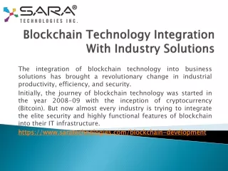 Blockchain Technology Integration With Industry Solutions