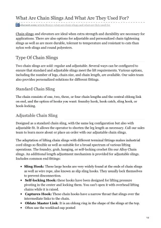 what are chain slings and what are they used for