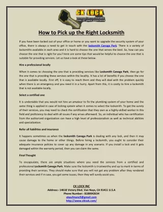 how to pick up the right locksmith