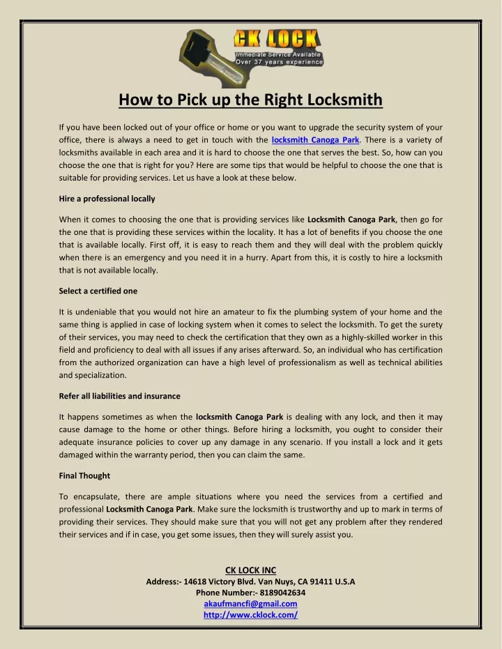 how to pick up the right locksmith