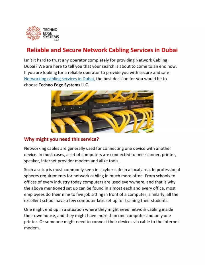 reliable and secure network cabling services