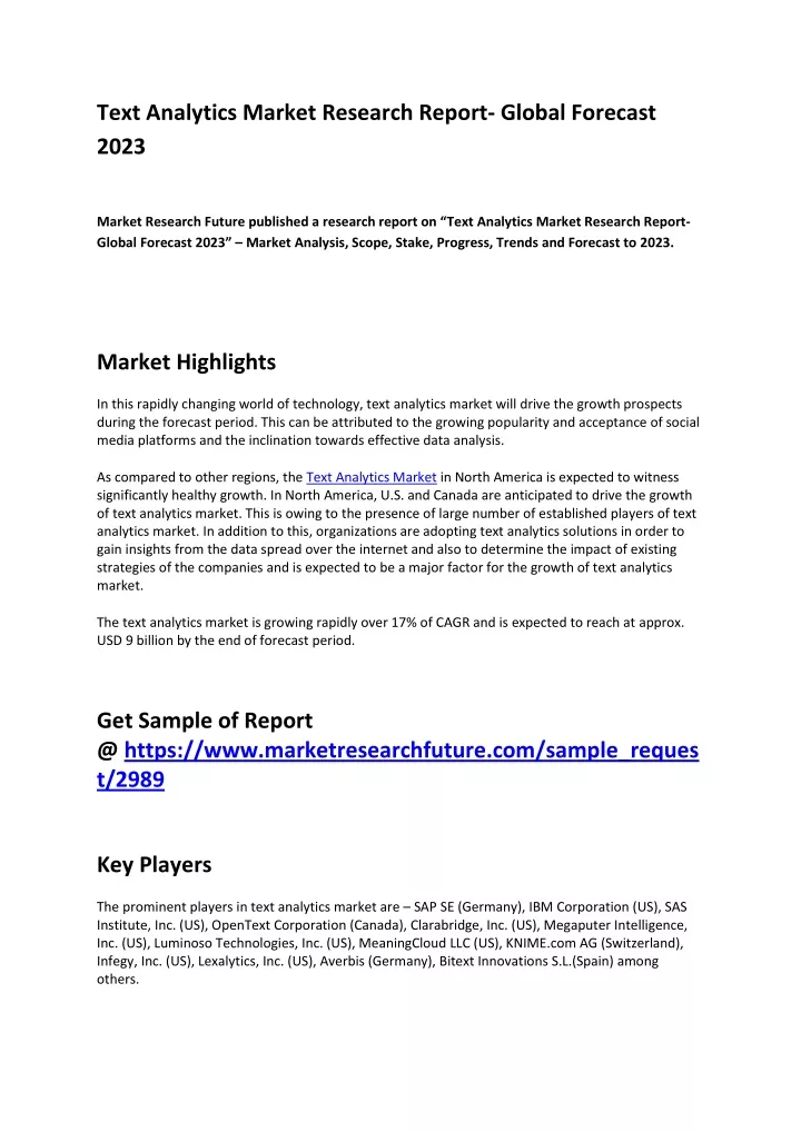 text analytics market research report global