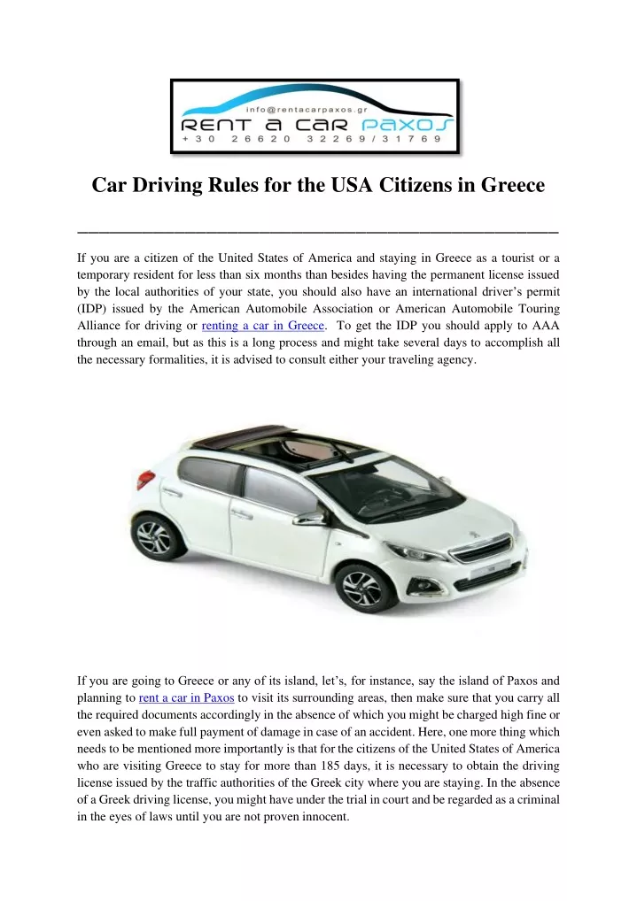 car driving rules for the usa citizens in greece