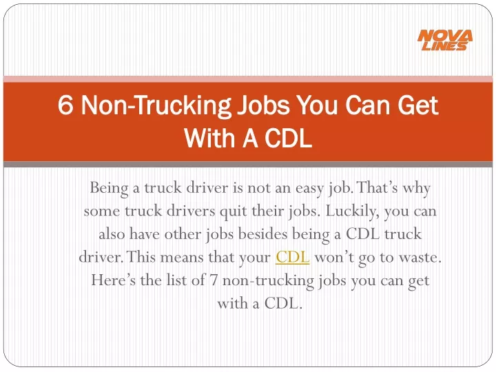 6 non trucking jobs you can get with a cdl