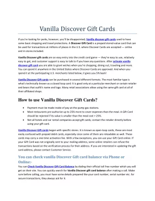 Vanilla Discover Gift Cards