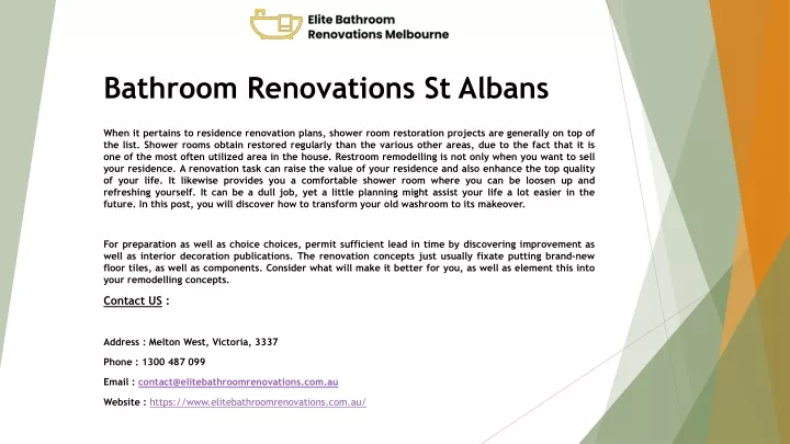 bathroom renovations st albans
