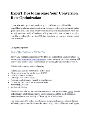 Expert Tips to Increase Your Conversion Rate Optimization