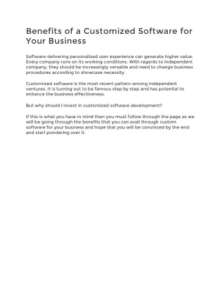 Benefits of a Customized Software for Your Business