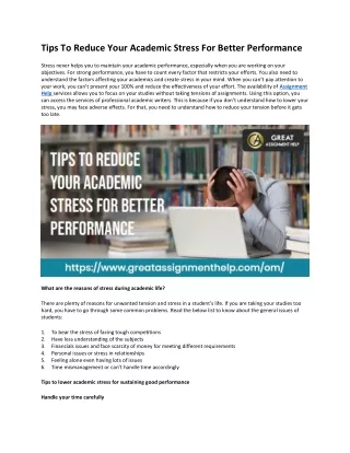 tips to reduce your academic stress for better