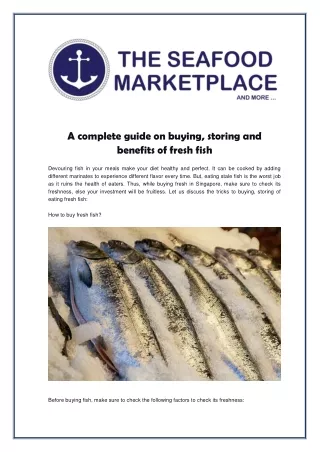 A complete guide on buying, storing and benefits of fresh fish