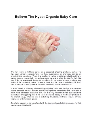 Believe The Hype: Organic Baby Care