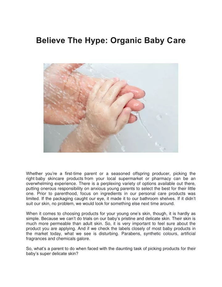 believe the hype organic baby care