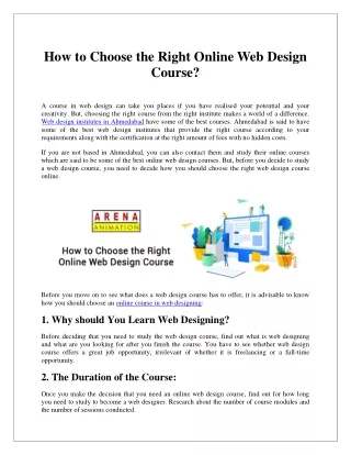 how to choose the right online web design course