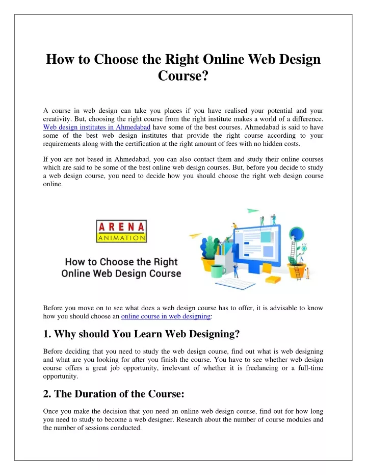 how to choose the right online web design course