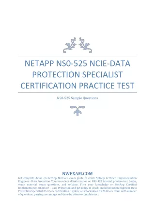 Latest NetApp NS0-525 Certification Practice Test