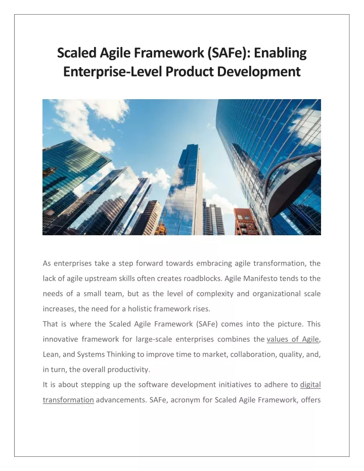 scaled agile framework safe enabling enterprise