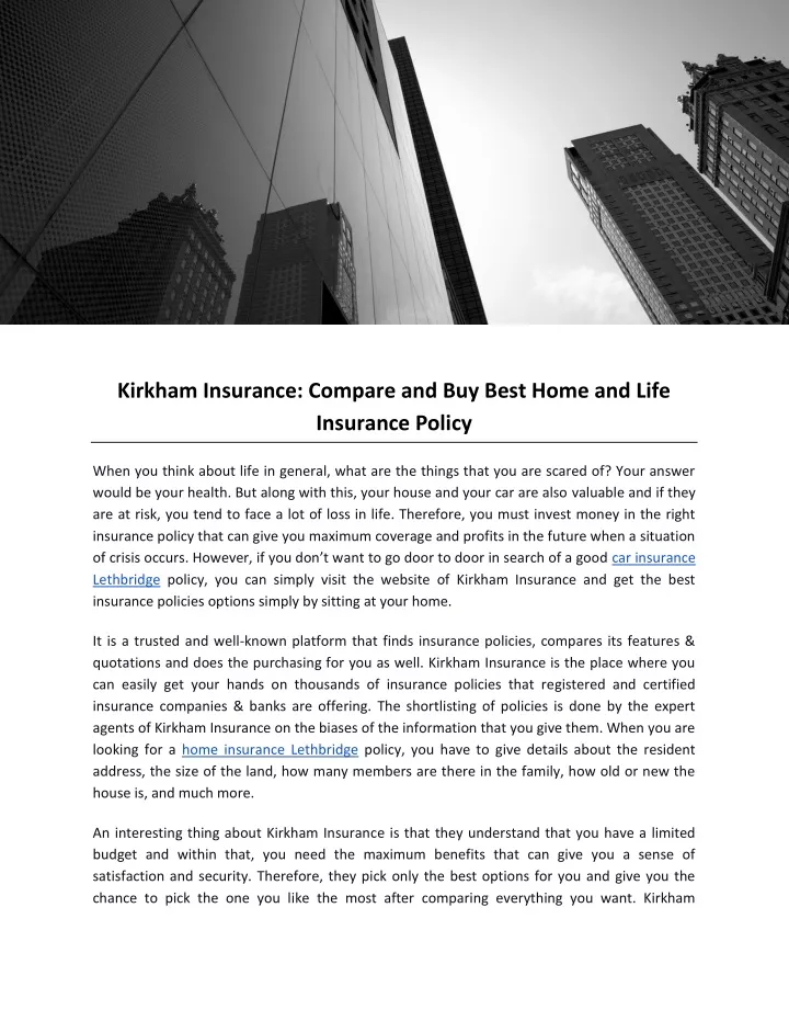 kirkham insurance compare and buy best home