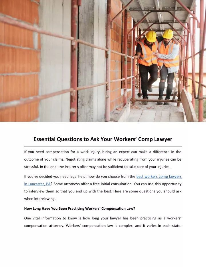 essential questions to ask your workers comp