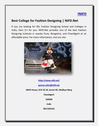 Best College for Fashion Designing | NIFD.Net