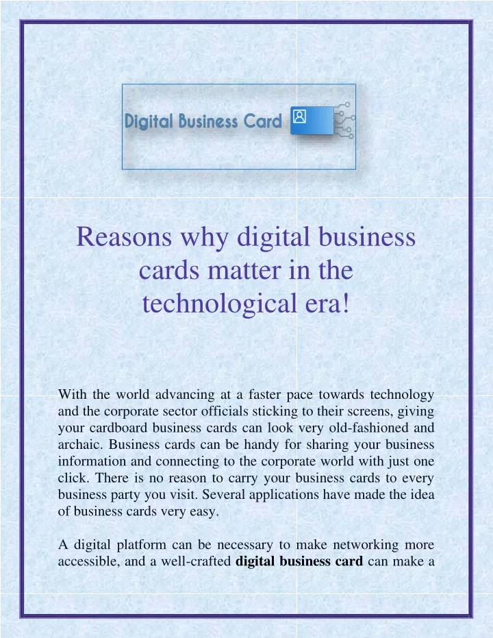 reasons why digital business cards matter