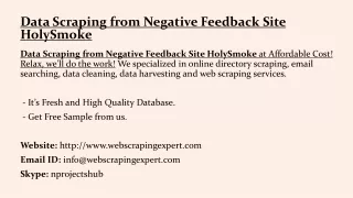data scraping from negative feedback site holysmoke